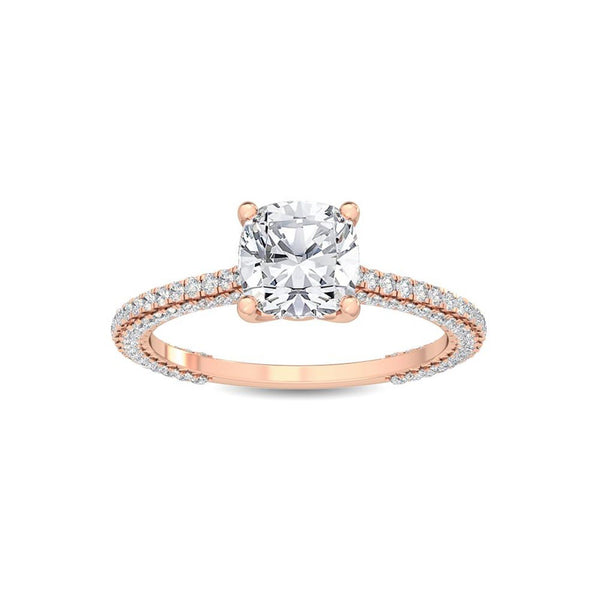 18K Solid Gold 1.21Ct Cushion Cut Lab Grown Diamond Engagement Ring - Side View | Riyanika Jewels
