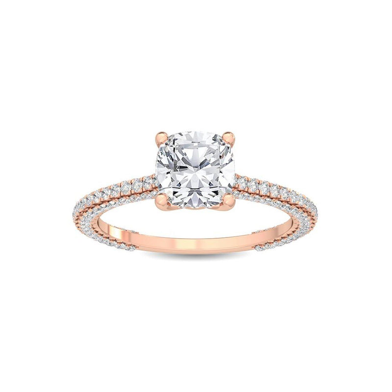 18K Solid Gold 1.21Ct Cushion Cut Lab Grown Diamond Engagement Ring - Side View | Riyanika Jewels