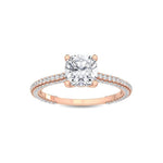 18K Solid Gold 1.21Ct Cushion Cut Natural Diamond Engagement Ring - Side View | Riyanika Jewels