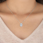 18K Solid Gold 1.00 Ct Oval Natural Diamond Halo Pendant Necklace - View 6 | Riyanika Jewels