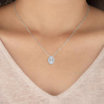 14K 1ct Natural Diamond Oval Cut Halo Pendant Necklace