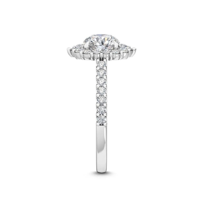 18K Solid Gold 1.62ct Round Cut Natural Diamond Halo Engagement Ring - View 6 | Riyanika Jewels