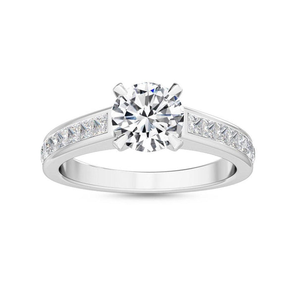 14K 1.5ct Lab Grown Diamond Round Cut Side Stone Engagement Ring