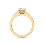 1.33ct Round Cut Natural Diamond with Princess Cut Side Stones Engagement Ring in 18K Solid - Side View | Riyanika Jewels
