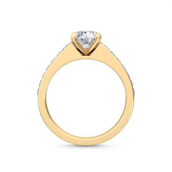 14K 1.5ct Natural Diamond Round Cut Side Stone Engagement Ring