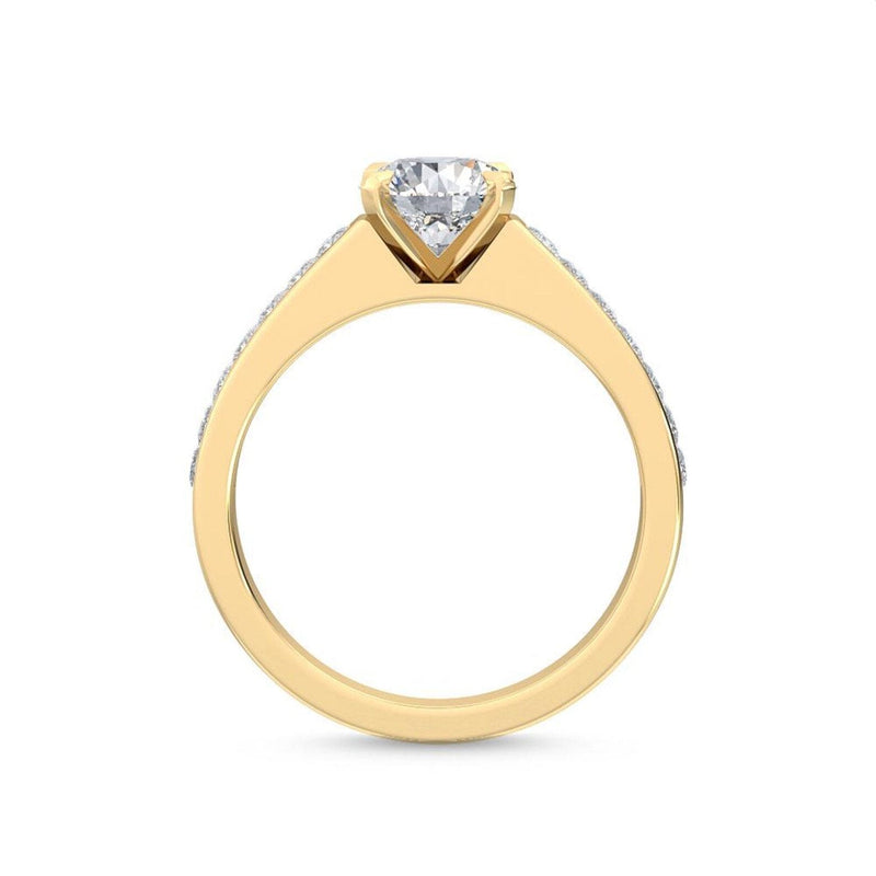 14K 1.5ct Natural Diamond Round Cut Side Stone Engagement Ring
