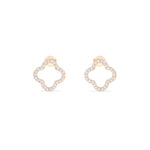 18K Solid Gold 0.63 Ct Natural Diamond Clover Stud Earrings - Detail | Riyanika Jewels