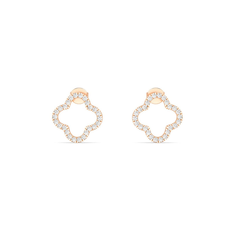 18K Solid Gold 0.63 Ct Natural Diamond Clover Stud Earrings - Detail | Riyanika Jewels