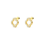 18K Solid Gold 0.63 Ct Lab Grown Diamond Clover Stud Earrings - Side View | Riyanika Jewels