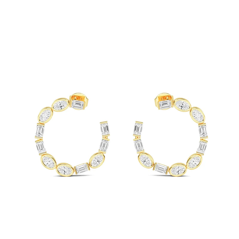 14K 2.25ct Natural Diamond Oval Cut Hoop Earrings