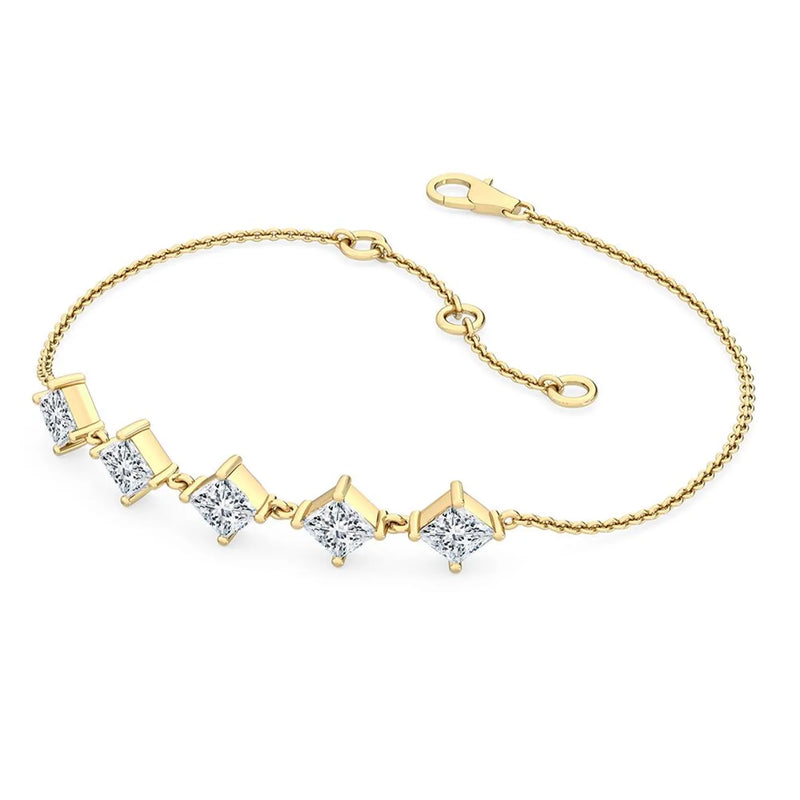 14K 0.65ct Lab Grown Diamond Princess Cut Bracelet