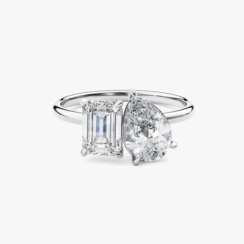 2ct Natural Diamond Pear Cut Toi et Moi Ring in 14K Solid Gold | Riyanika