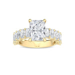 14K 3.5ct Lab Grown Diamond Radiant Cut Side Stone Engagement Ring