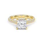 18K Solid Gold 2.06 CT Princess Cut Lab Grown Diamond Engagement Ring - Detail | Riyanika Jewels