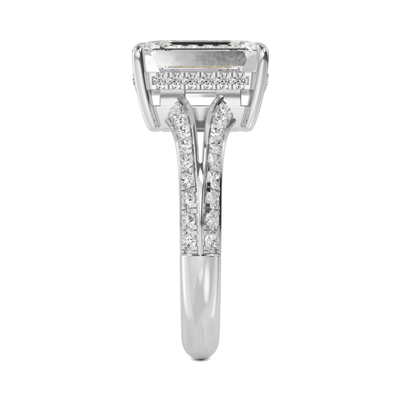 14K 3ct Natural Diamond Emerald Cut Solitaire Engagement Ring