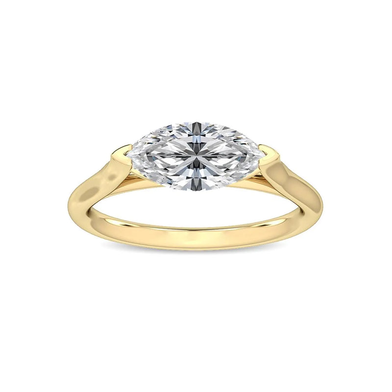 14K 1ct Natural Diamond Marquise Cut Solitaire Engagement Ring