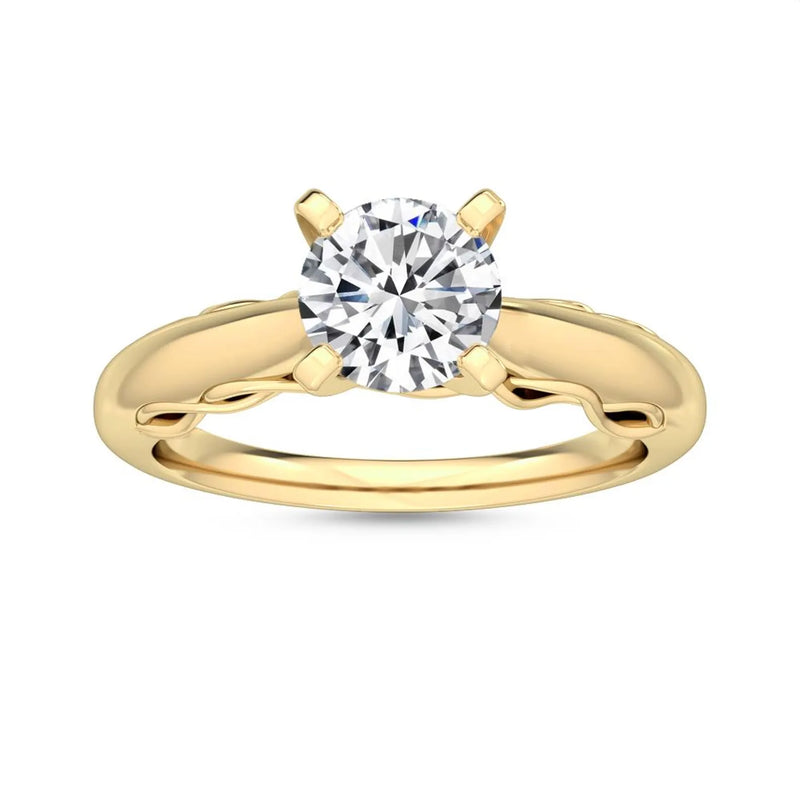 18K Solid Gold 1.00 Ct Lab Grown Diamond Solitaire Engagement Ring - Detail | Riyanika Jewels