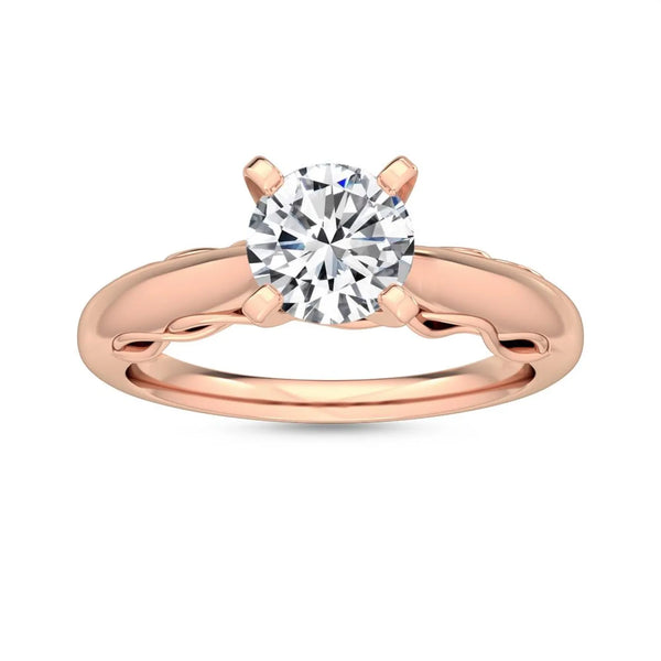 18K Solid Gold 1.00 Ct Lab Grown Diamond Solitaire Engagement Ring - Side View | Riyanika Jewels