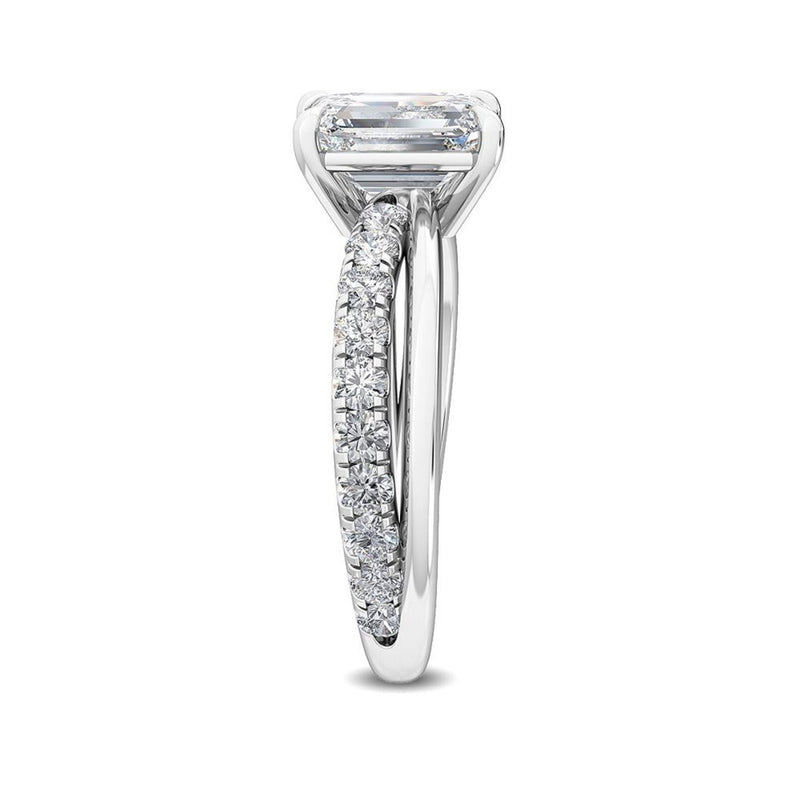 18K Solid Gold 2.13Ct Emerald Cut Natural Diamond Engagement Ring - Side View | Riyanika Jewels