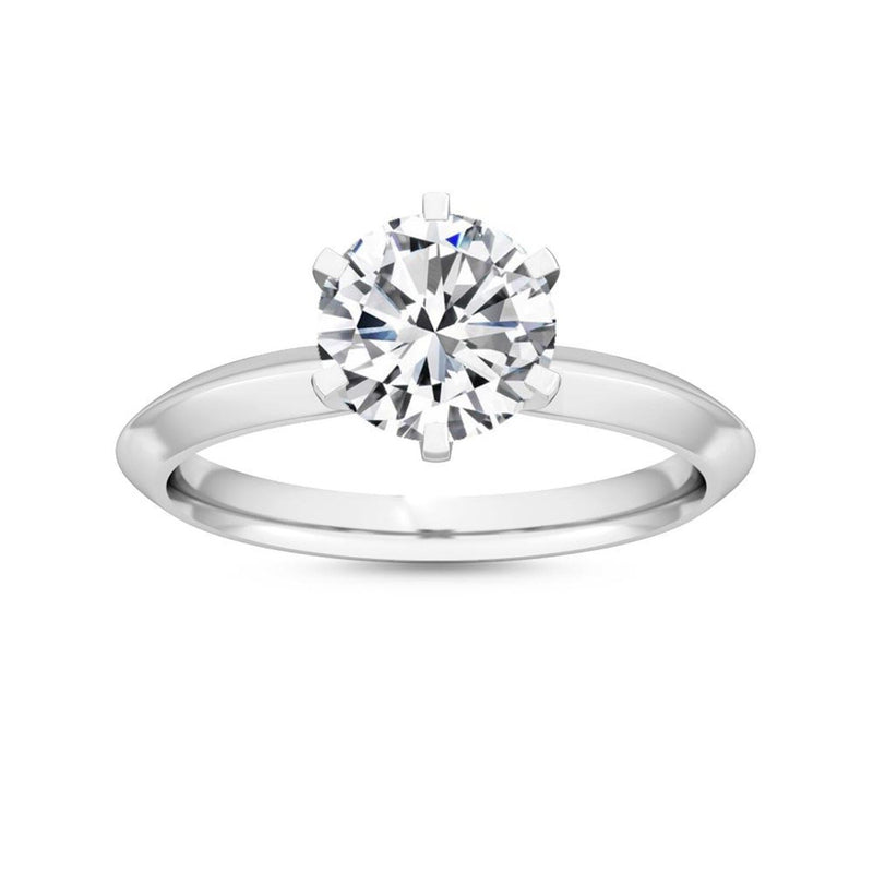 18K Solid Gold 1 Carat Round Cut Natural Diamond Solitaire Ring