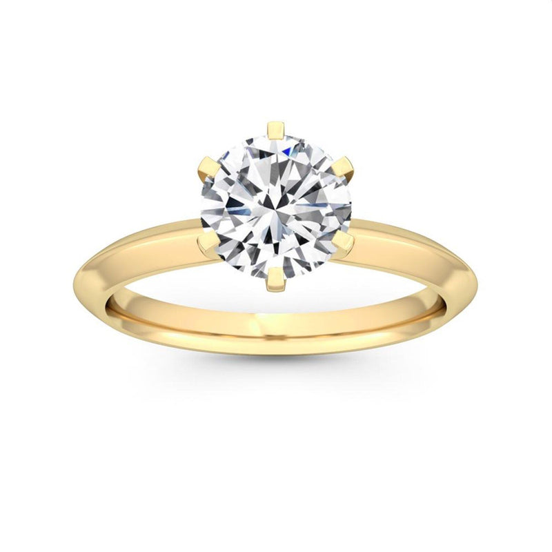 18K Solid Gold 1 Carat Round Cut Natural Diamond Solitaire Ring - Close Up | Riyanika Jewels