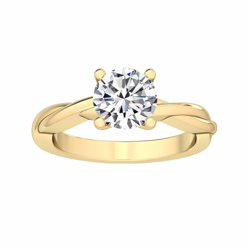 18K Solid Gold 1.00Ct Round Natural Diamond Solitaire Engagement Ring - Close Up | Riyanika Jewels