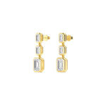 14K 3.15ct Natural Diamond Emerald Cut Bezel Drop Earrings