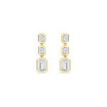 14K 3.15ct Lab Grown Diamond Emerald Cut Bezel Drop Earrings