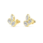 18K Solid Gold 2.06 Ct Lab Grown Diamond Stud Earrings Floral Trio Cluster with - Alternate Angle