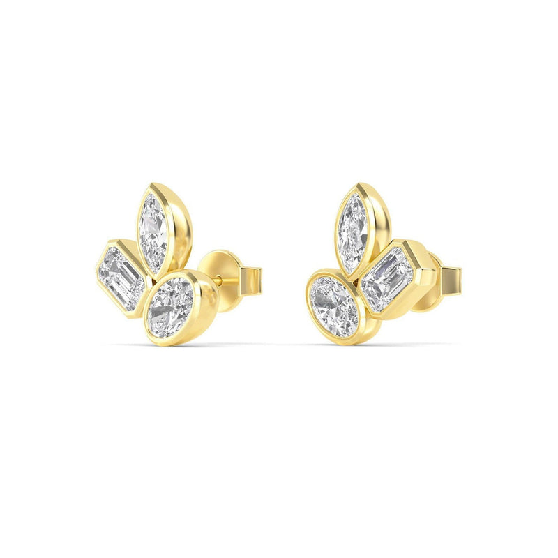 14K 2.06ct Lab Grown Diamond Oval Cut Cluster Stud Earrings