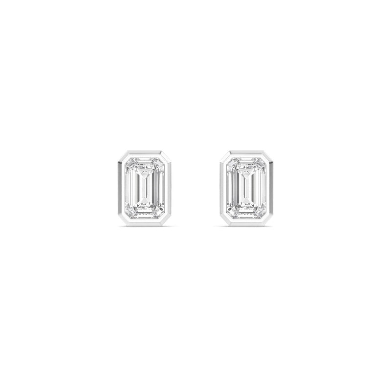 14K 1.08ct Emerald Bezel Stud Earrings