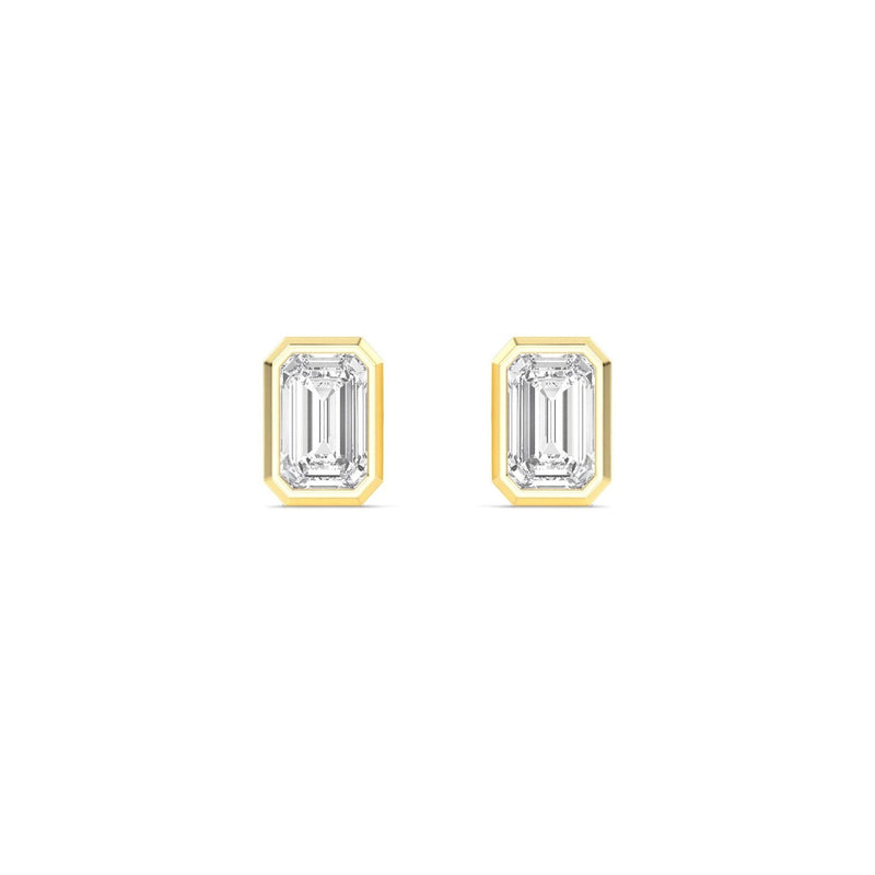 14K 1.08ct Emerald Bezel Stud Earrings