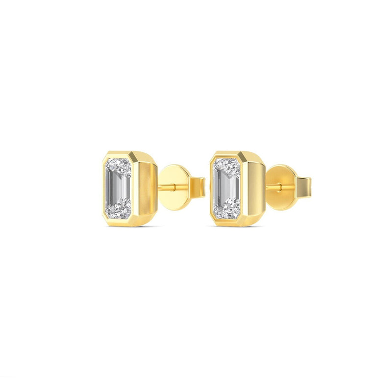14K 1.08ct Emerald Bezel Stud Earrings