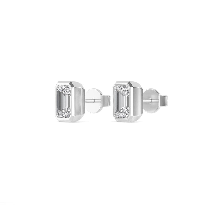 14K 1.08ct Emerald Bezel Stud Earrings