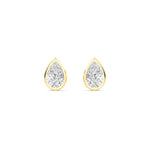 14K 1.12ct Natural Diamond Pear Cut Bezel Stud Earrings