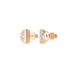 18K Solid Gold 0.34 Ct Natural Diamond Half Moon Stud Earrings - Side View | Riyanika Jewels