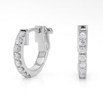 14K Solid Gold Natural Diamond Huggie Earrings – Shared Prong Setting