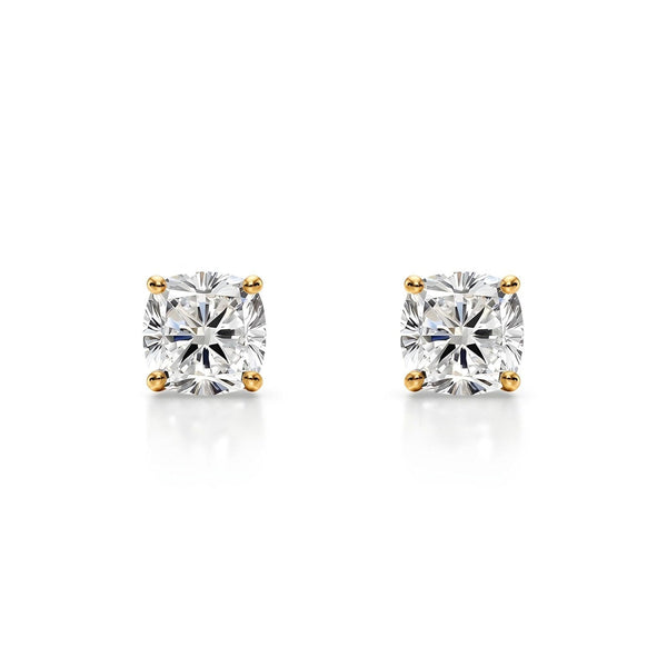 14K Natural Diamond Cushion Cut Stud Earrings