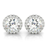 14K Lab Grown Diamond Round Cut Halo Stud Earrings