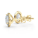 18K Solid Gold Lab Grown Diamond Round Halo Stud Earrings - View 7 | Riyanika Jewels
