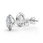 18K Solid Gold Natural Diamond Round Halo Stud Earrings - View 6 | Riyanika Jewels