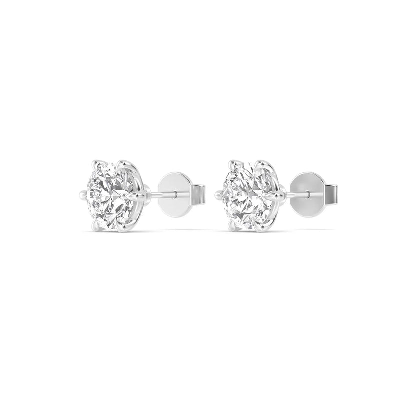 18K Solid Gold 2.15 Ct Lab Grown Diamond Solitaire Stud Earrings - View 6 | Riyanika Jewels