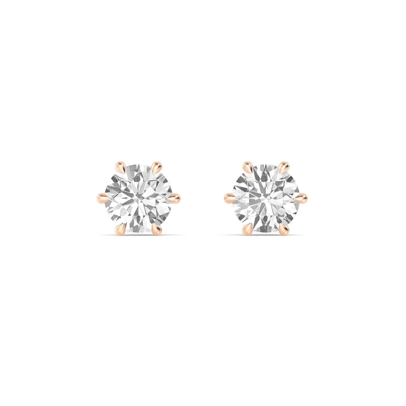 18K Solid Gold 2.15 Ct Lab Grown Diamond Solitaire Stud Earrings - Close Up | Riyanika Jewels