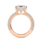 18K Solid Gold 5.71 Ct Radiant Cut Hidden Halo Lab Grown Diamond Engagement Ring - Side View