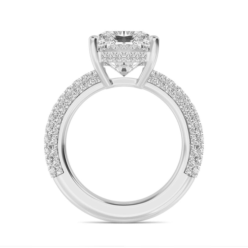 18K Solid Gold 5.71 Ct Radiant Cut Hidden Halo Lab Grown Diamond Engagement Ring - Alternate Angle