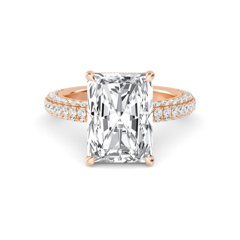 18K Solid Gold 5.71 Ct Radiant Cut Hidden Halo Natural Diamond Engagement Ring - Detail
