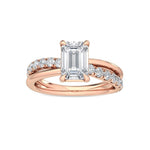 18K Solid Gold 2.13Ct Emerald Cut Lab Grown Diamond Engagement Ring - Close Up | Riyanika Jewels