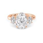 14K 2.72ct Lab Grown Diamond Oval Cut Three Stone Engagement Ring