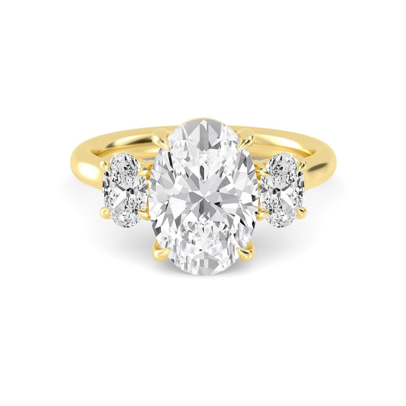14K 2.5ct Natural Diamond Oval Cut Three Stone Engagement Ring