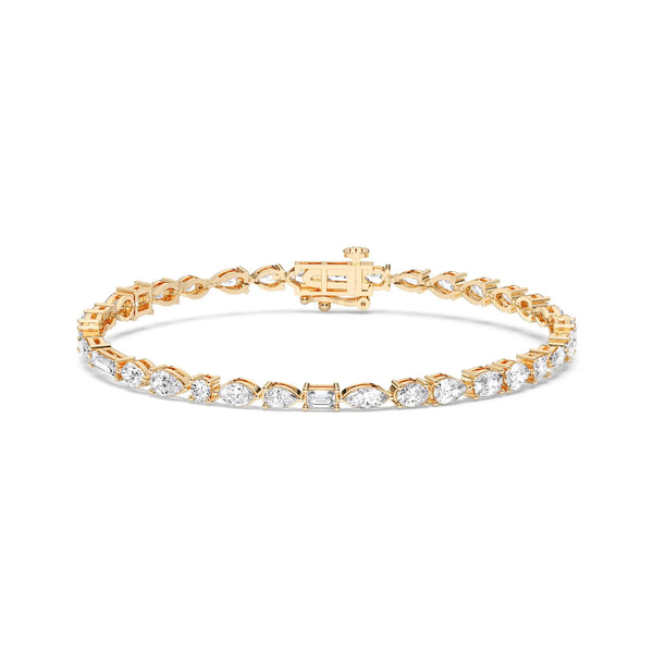 18K Solid Gold 5.4CT Multi-shape Lab Grown Diamond Tennis Bracelet - Side View | Riyanika Jewels